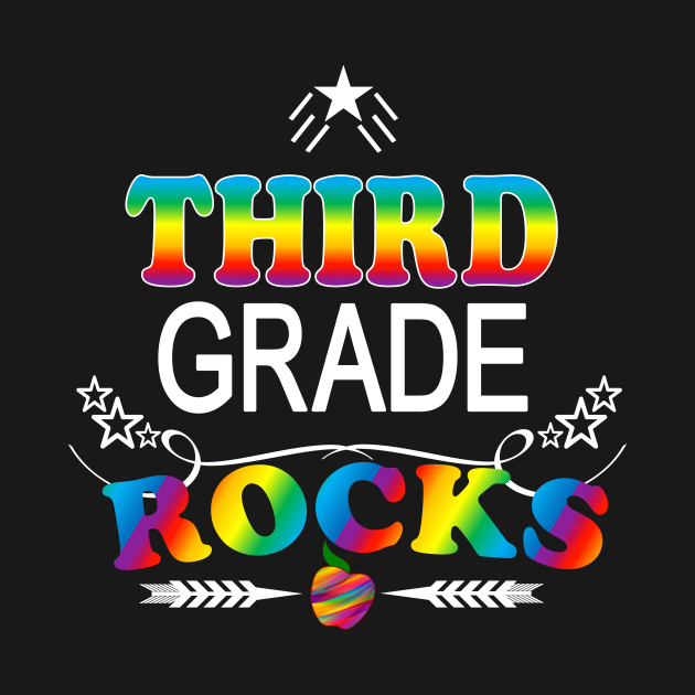 Third Grade Cute Rainbow Rocks Teacher Student Back To School - Third Grade - T-Shirt | TeePublic