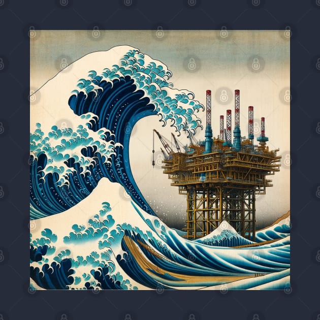 Kanagawa Offshore Platform - Oil & Gas Industry Inspired Wave Off Kanagawa by Edd Paint Something