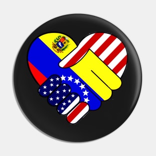 Venezuela Flag USA Flag Handshake Spanish Latino Hispanic Food Culture Pin