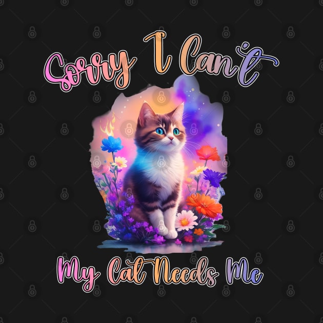 funny Sorry I Cant My Cat Needs Me by masterpiecesai