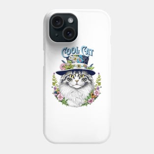 Cool Cat in a Floral Hat Phone Case