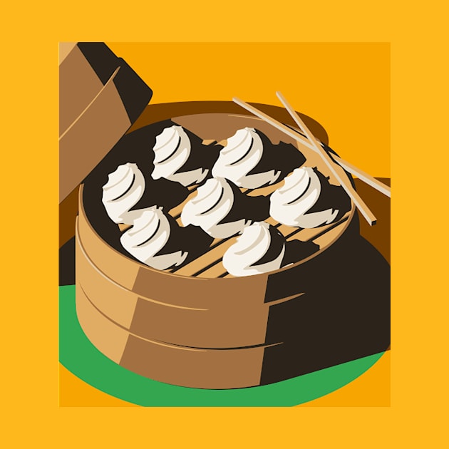 Bamboo basket full of dumplings by sunsewtuesday