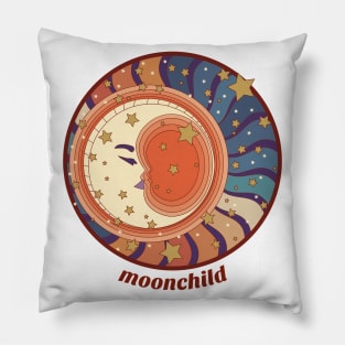 Moon Child - Retro Moon and Stars Pillow