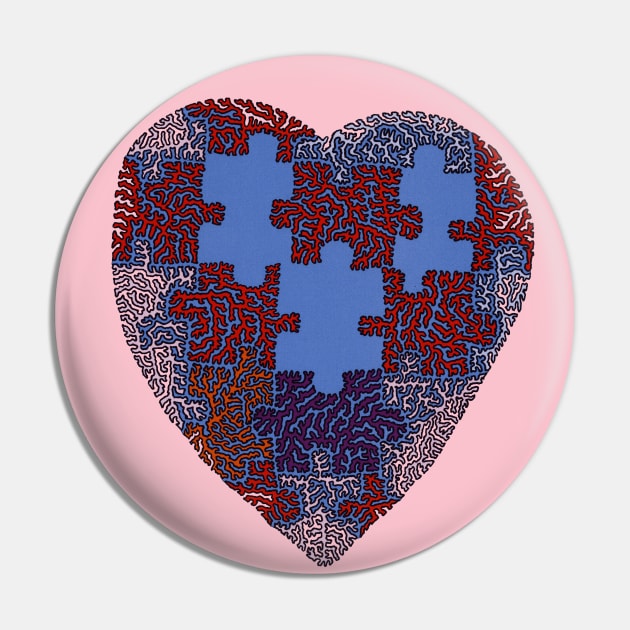 Puzzle Heart Missing Pieces Pin by NightserFineArts