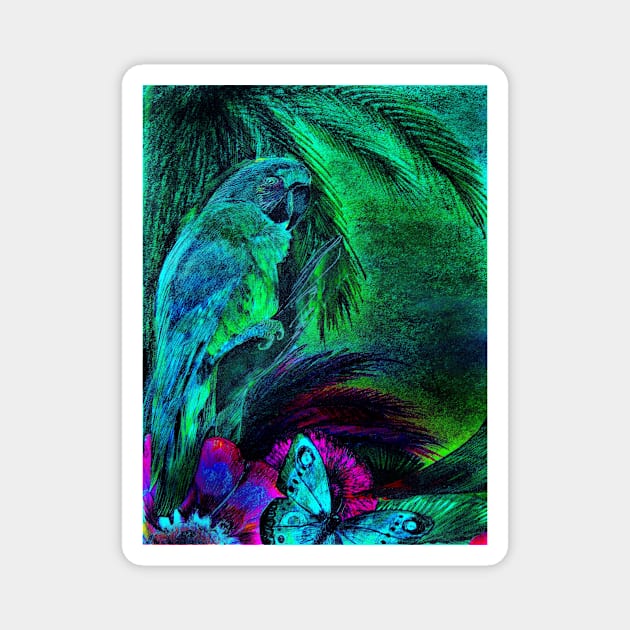 NEON PARROT DECO POSTER TROPICAL MACAW ART PRINT Magnet by jacquline8689