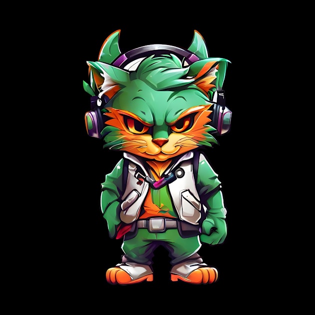 Gamer Cartoon Cat by anurak2516