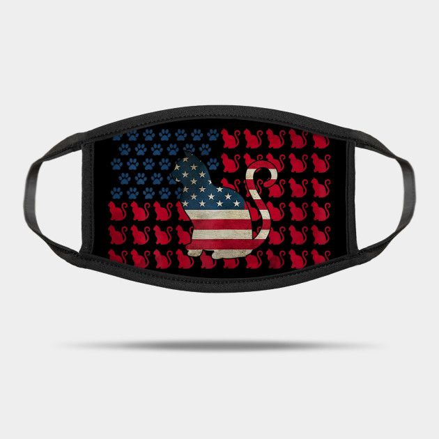 American Flag Cat 4th Of July Gift Cat American Flag Mask