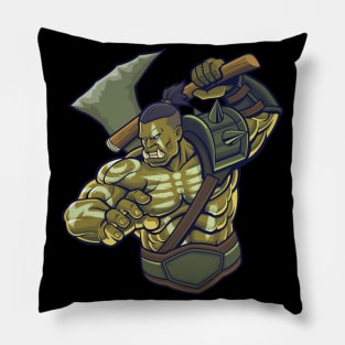 War Craft Orc Warrior in Action Pillow