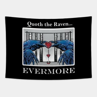 A Raven's Love - Quoth The Raven - White Outlined Version Tapestry