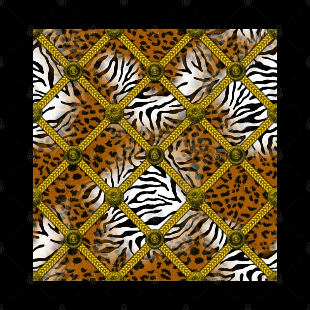 Animal skin texture with gold frame by ilhnklv