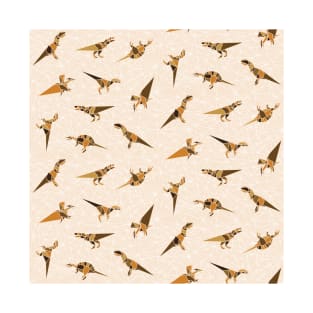 Sepia Origami Dinosaurs - Carnivores T-Shirt