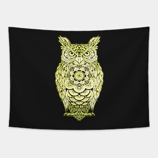 Yellow Owl, Fun Bird Graphic For Owl Lovers Tapestry