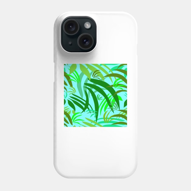 Fronds on Pale Cyan Repeat 5748 Phone Case by ArtticArlo