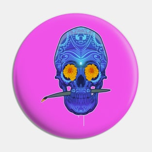 Sugar Skull purple Pin