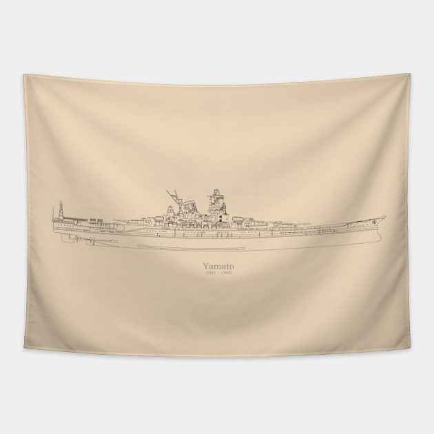 Yamato Battleship of the Imperial Japanese Navy - Spng Tapestry by SPJE Illustration Photography