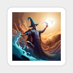 Mystic Conjuror: Colourful Lich Wizard Unleashing Elemental Power Magnet