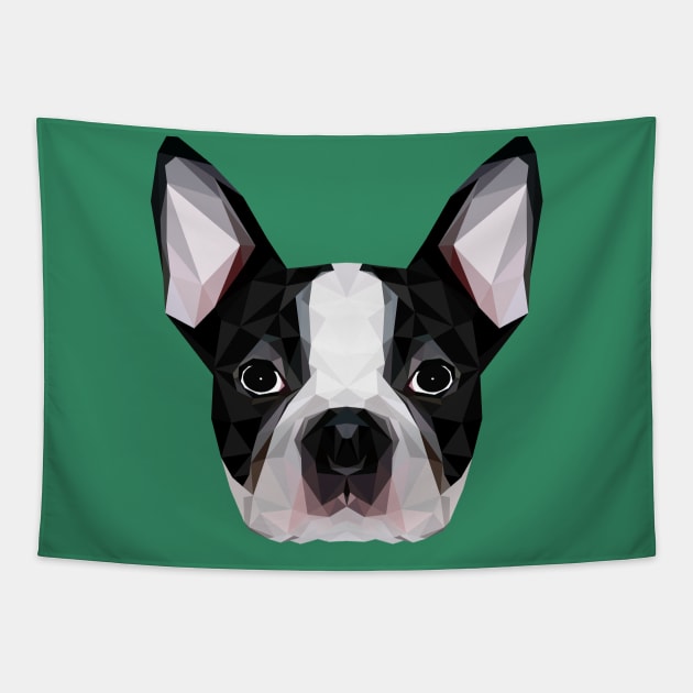 Boston Terrier Low Poly Art Tapestry by TheLowPolyArtist