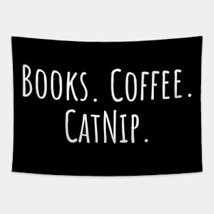 Books. Coffee. Catnip. Tapestry