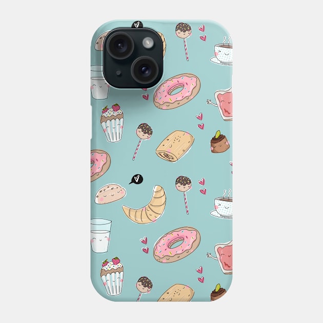 cute happy sweets pattern Phone Case by Lamalou Design