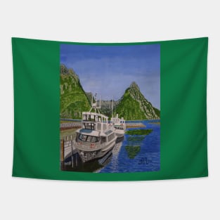 Cruise ships in Milford Sound, New Zealand Tapestry