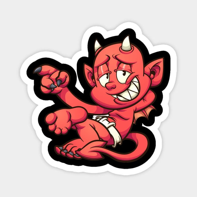 Red devil lying down Magnet by drydenshops