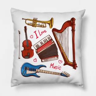 I love music instruments Pillow