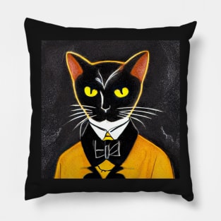 Well Dressed Black Cat Edgar Allen Poe Pillow