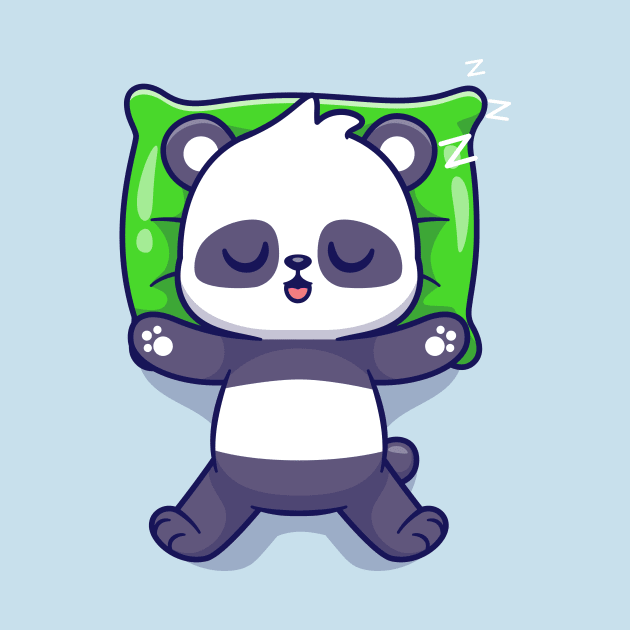 Cute Panda Sleeping On Pillow Cartoon by Catalyst Labs