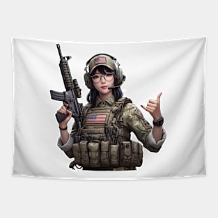 Tactical Girl Tapestry