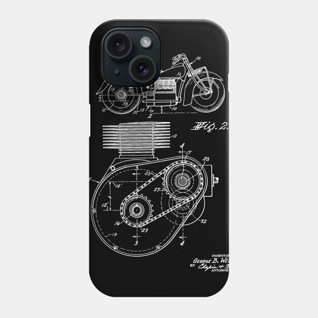 Motorcycle Shaft Drive Vintage Patent Drawing Phone Case by TheYoungDesigns