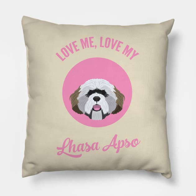 Love Me, Love My Lhasa Apso Pillow by threeblackdots