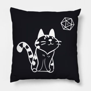 Funny Cat with D20 Dice Tabletop RPG Pillow