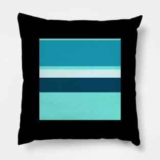 A unique pattern of Ice, Sky Blue (Crayola), Water Blue and Midnight Green (Eagle Green) stripes. - Sociable Stripes Pillow