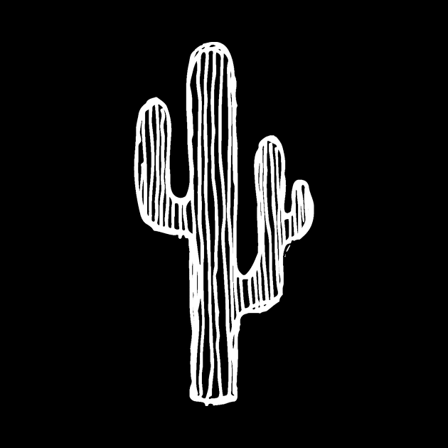 Cactus Doodle White by Mijumi Doodles