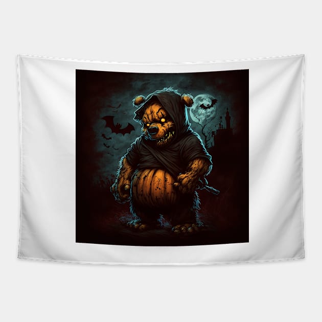 Evil bear haunted with spooky eyes Tapestry by ramith-concept