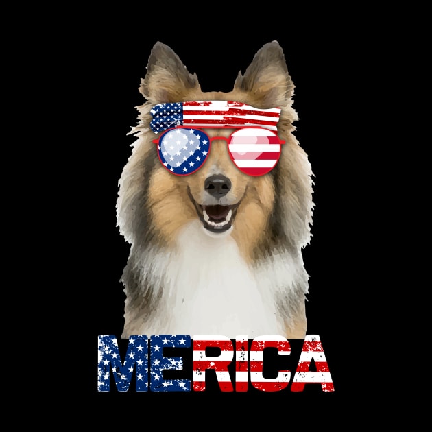 Merica Sheltie Dog American Flag 4Th Of July by jrgenbode