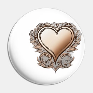 Elegant Bronze Heart with Floral Ornament Design No. 699 Pin