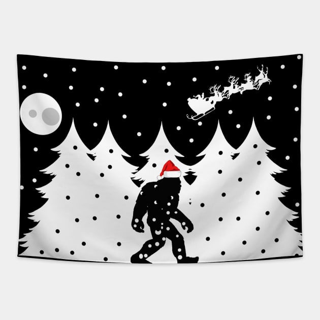 Bigfoot Santa Claus Bigfoot  Sasquatch Christmas Gift  TEE Tapestry by NIKA13