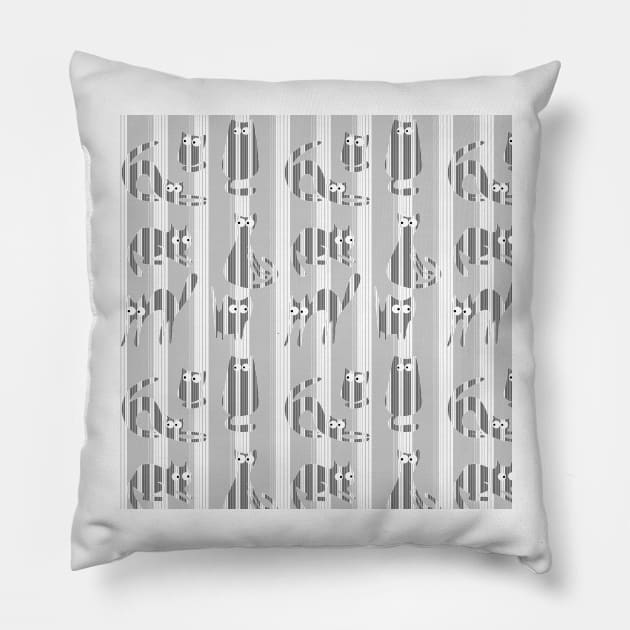 eclectic cats optical illusion Pillow by justrachna
