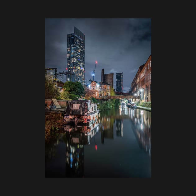 Rochdale Canal at Night with Beetham Tower Manchester by TonyNorth