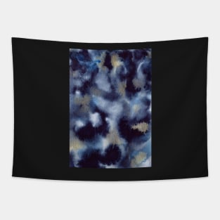 Dreamy Watercolor texture with indigo, blue and gold accents Tapestry