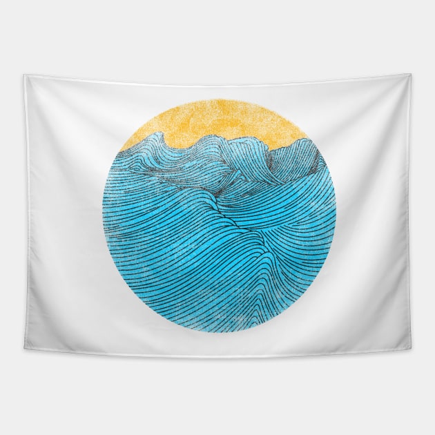 Wavy Sunset Tapestry by bulografik