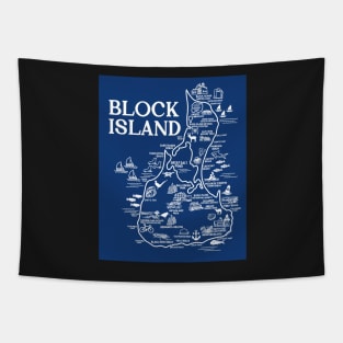 Block Island Map Art Tapestry