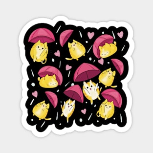 Cute raining cats and kittens with umbrellas Magnet