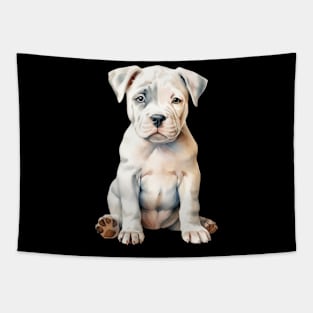 Puppy White American Bulldog Tapestry