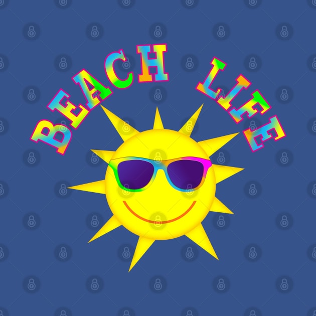 Colorful BEACH LIFE Sun with Sunglasses by Roly Poly Roundabout