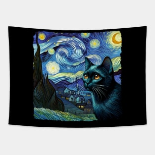 Bombay Starry Night Inspired - Artistic Cat Tapestry