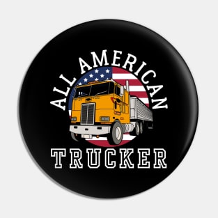 ALL AMERICAN TRUCKER PATRIOTIC 4TH OF JULY TRUCK DRIVER UNISEX TEE Pin