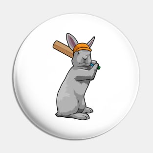 Rabbit at Cricket with Cricket bat Pin