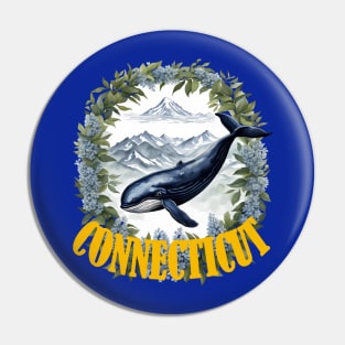 Connecticut Whale With Mountain Laurel Pin